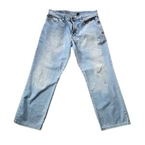 Urban‎ Up Loose Straight Jeans Mens 32x32 Light Wash Blue Y2K Baggy Distressed